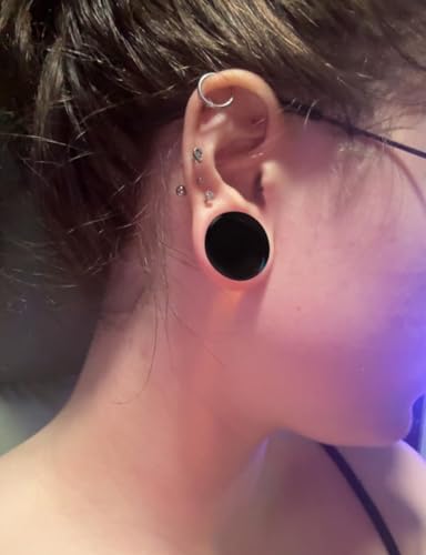 6G-30mm Solid Acrylic Black Gauges for Ear lightweight Tunnels Double Flared Saddle Ear Plugs Tunnels Earrings for Women Men - color: 22mm = 7/8 inch = 0.87 inch