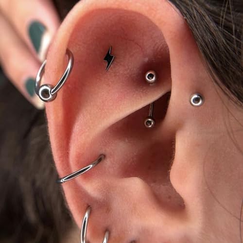 G23 Titanium Curved Barbell Ring 16G, Eyebrow Rings, Rook Cartilage Earring Piercing Jewelry, 8mm Vertical Labret, Eyebrow, Daith, Helix Piercings Body Jewelry… - style: Modern