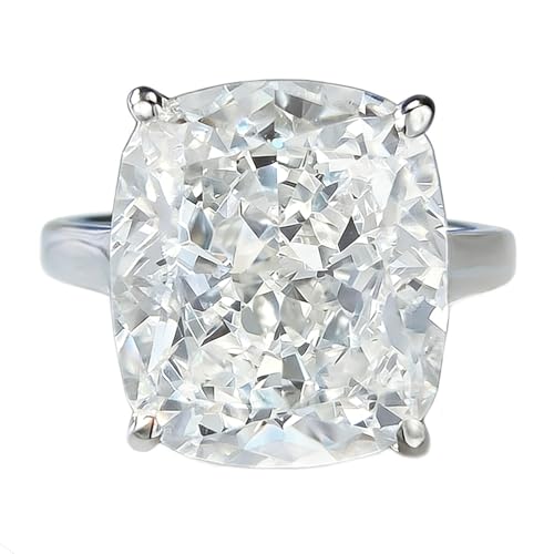 WDIYIEETN 925 Sterling Silver Shiny Huge White Birthstone CZ Crystal Wedding Rings (6) - size: 6