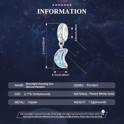 Animal Charms for Bracelets 925 Sterling Silver Bead Charms Bee Butterfly Fox Charm Fits Bracelets and Necklaces Cute Charms for Women - color: Moonlight Shooting Star