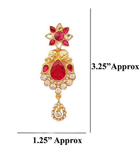 Touchstone Indian Bollywood Traditional Craftsmanship Mughal Designer Jewelry Wedding Necklace Set in Antique Gold Or White Tone for Women. - style: D445 Pink