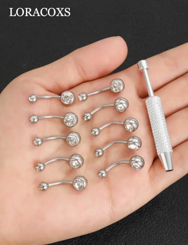 Long Belly Button Rings, Navel Piercing Jewelry for Women | 16mm 14mm 12mm 10mm 8mm Stainless Steel Extral Long Bar 14G - size: 12MM