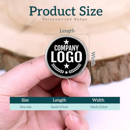 Custom Pins with Logo - Customized Buttons for men Women Customized pin - color: Round and Silver