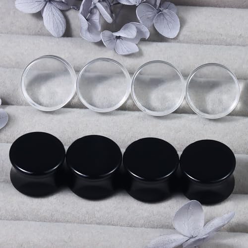 6G-50mm Acrylic Solid Gauges for Ear Tunnel Plugs Stretcher lightweight Plugs Clear Black Double Flared Flesh Tunnels Earrings for Women Men - color: Clear/Black:0G = 8mm