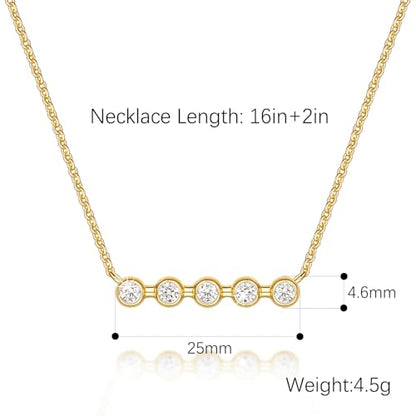 14K Gold Necklaces for Women Cubic Zirconia Necklace for Women | 14K Gold Necklaces for Women Gold Necklaces with Cubic Zirconia Pendant Exudes Elegance Bar Necklace for Women 16+2in