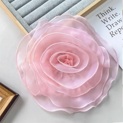 10inch Extra Large Flower Brooch Pin for Women Fashion Dainty Organza Satin Fabric Big Camellia Brooches Lapel Pins Wedding Dance Party Dress Accessories Exaggerated Jewelry Gift - color: 10 inch Pink