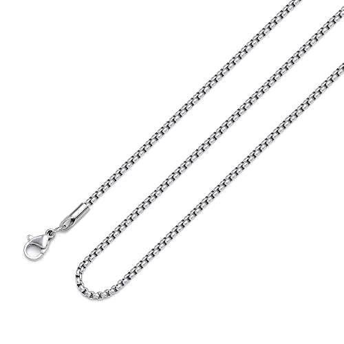 Mens Chain Necklaces, Stainless Steel Rolo Chain Necklace for Men & Women - color: Silver 2mm