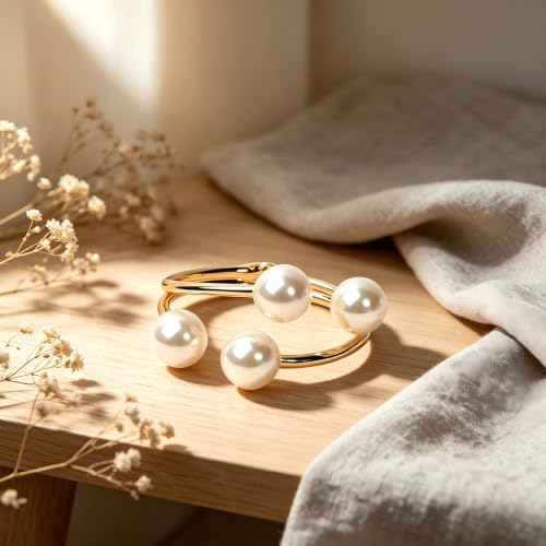 Exquisite and Stylish Gold Bracelet, Fashion Jewelry, Women's Gold Accessories – Ideal Gift for Mom, Wife or Girlfriend - style: Gold Tone Double-Layer Pearl Open Cuff Bracelet