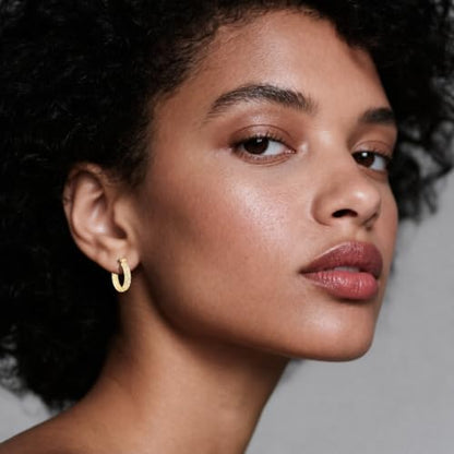 14K Gold Hoop Earrings for Women 14K Gold Earrings Jewelry Spiral Cubic Zirconia Thick Hoops Hypoallergenic Womens Huggie Earring 20/25/30/35MM - size: 20MM