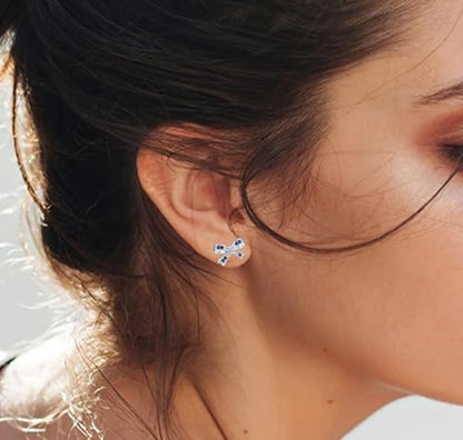 925 Sterling Silver Birthstone Bow Stud Earrings for Girls Women Bow Jewelry Birthday Gifts for Teens Kids Girls Bowknot Stud Earrings - color: 09.September