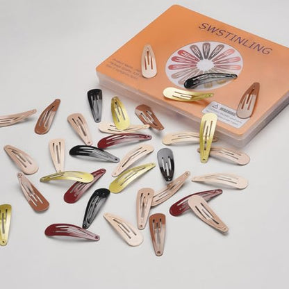 120 Pack 2 Inch Barrettes Women Metal Snap Hair Clips Accessories | Non - Slip Hairpins Barrettes for Kids Girls Teens ( 6 Colors x 20pcs ) - color: Brown Gold Beige