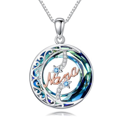 925 Sterling Silver Necklace Gifts for Women Crystal/Opal Jewelry Pendant Christmas Birthday Gift - style: Crystal-Nana