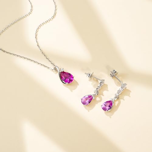 immobird 925 Sterling Silver Infinity Birthstone Jewelry Set Teardrop | Birthstone Necklace and Earring Set, Small Pear-shape Pendant, Drop Earring, Timeless Gift for Her, Daily Wear, Nice Gift Box - color: 10-Oct.