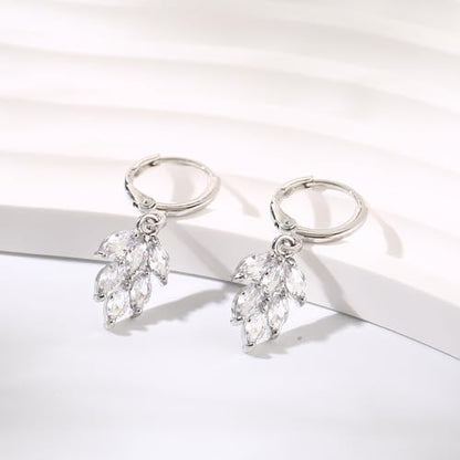 DHQH Bridesmaid Necklace Earrings Set Gifts I Couldn't Say I DO Without You Cubic Zirconia Leaf Pendant Necklace Bridesmaid Proposal Gift Set of 4 6 - color: white leaf -6
