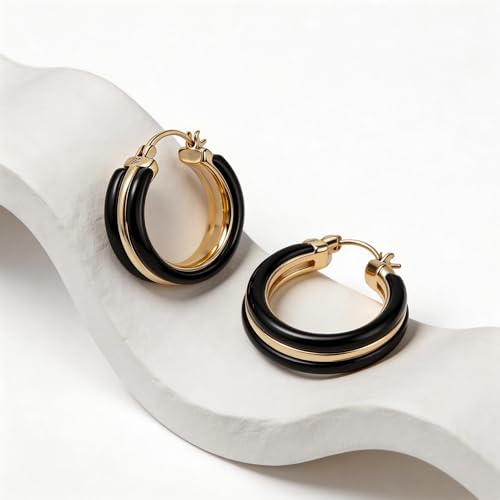 Chunky Hoop Earrings for Women Large Hoop Statement Earrings Vintage 18k Gold Plated Leopard Cheetah Print Resin Earring Lightweight Hoops Statement Jewelry Gifts Accessories Outfits Trendy Gifts