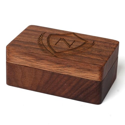 Mens Initial Cufflinks and Tie Clip A-Z Alphabet Letter Black Stainless Cuff Links Tie Bar with Engraved Walnut Wood Box Groom Groomsman Wedding Set - style: Classic-N