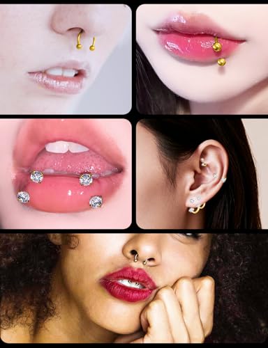 16g Septum Rings Internally Threaded Surgical Steel Septum Jewelry Lip Rings Hoop Labret Jewelry Horseshoe Earrings Daith Piercing Jewelry for Women Men 6mm 8mm 10mm 12mm Silver Gold - color: Gold 16G Horseshoe Rings