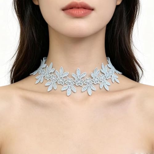 Pink Lace Choker Necklace Set, 10 Pieces - color: Blue
