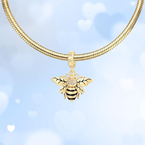 925 Sterling Silver Charms fits Bracelets and Necklace Pendant Bead Charms Jewelry Gift for Women Family Friends - style: Golden Bee Charm