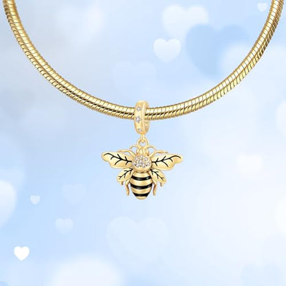 925 Sterling Silver Charms fits Bracelets and Necklace Pendant Bead Charms Jewelry Gift for Women Family Friends - style: Golden Bee Charm