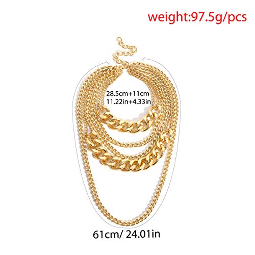 CSIYANJRY99 Chunky Gold Necklaces for Women,Multilayer Punk 80s Hip Hop Necklace,Layered Cuban Link Chain Statement Necklace 90s Freaknik Outfit Accessories for Women - color: Gold