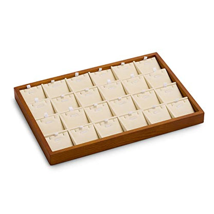 Oirlv Wooden Jewelry Tray,Jewelry Drawer Organizer,Necklace Display Tray | Stackable Design,Keep Necklaces Bracelets Flat and Untangled,Organizing and Presentinge Legantly on Dressers&in Dresser - color: Creamy-white 24 grid necklace/pendant jewelry tray