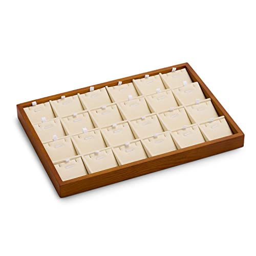 Oirlv Wooden Jewelry Tray,Jewelry Drawer Organizer,Necklace Display Tray | Stackable Design,Keep Necklaces Bracelets Flat and Untangled,Organizing and Presentinge Legantly on Dressers&in Dresser - color: Creamy-white 24 grid necklace/pendant jewelry tray