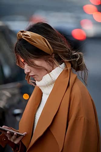 Huachi Knotted Headbands for Women Brown, Cute Womens Headbands knotted, Fashion Top Knot Headband for Girls, Leather - color: 1 Pack Brown - Leather