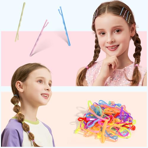Teenitor Hair Accessories for Girls 193pcs Hair Clips for Girls Toddler Hair Accessories, Mini Girls Hair Clips, Small Claw Clips Bobby Pins and Hair Ties