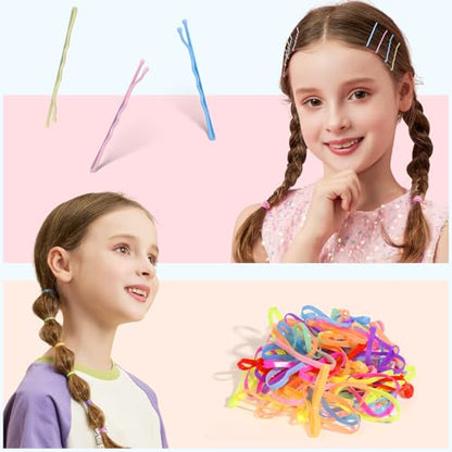 Teenitor Hair Accessories for Girls 193pcs Hair Clips for Girls Toddler Hair Accessories, Mini Girls Hair Clips, Small Claw Clips Bobby Pins and Hair Ties
