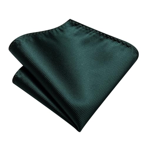 Solid Color Tie and Pocket Square with Tie Clip Lapel Pin Silk Formal Necktie Set Wedding Formal - color: Dark Green