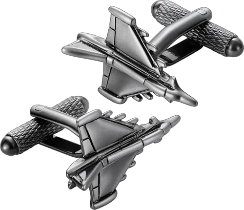 HAWSON Various Unique Cuff Links Mens, Animal/Tactical/Music/Holiday/Cufflinks, Themed Wedding Dinner Party Gift Suit Accessories - style: Airplane 2