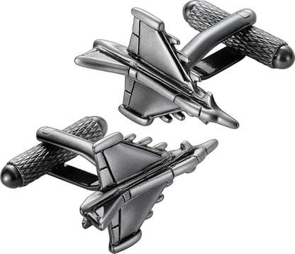 HAWSON Various Unique Cuff Links Mens, Animal/Tactical/Music/Holiday/Cufflinks, Themed Wedding Dinner Party Gift Suit Accessories - style: Airplane 2