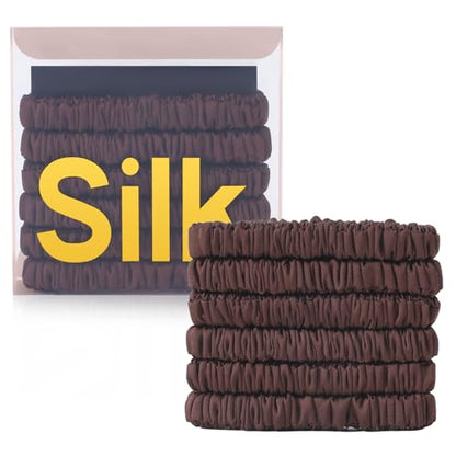 6Pcs Silk Hair Ties 100% Pure Mulberry Silk Scrunchies for Women Girls | No Hair Crease, Anti Frizz, Gentle Hold, No Damage, Color 10 - color: Color 10