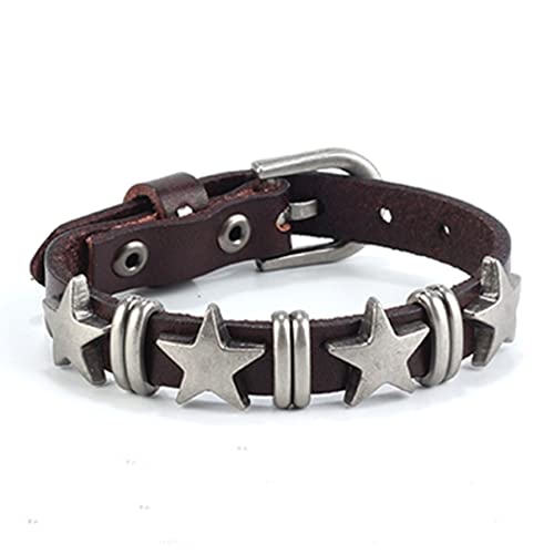 GelConnie Punk Leather Cuff Bracelet Adjustable Straps Wrap Bracelets Arm Armor Cuff Gothic Leather Wristbands for Men, Women - color: MLPB049