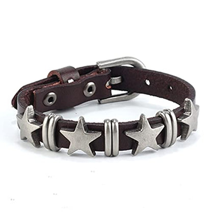 GelConnie Punk Leather Cuff Bracelet Adjustable Straps Wrap Bracelets Arm Armor Cuff Gothic Leather Wristbands for Men, Women - color: MLPB049