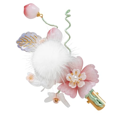 Wedding Hair Clips, Crystal Hair Pins Pearl Rhinestone Hair Barrettes, Bridal Flower Hair Pieces Pearl Headpieces Hair Accessories for Women Girls (Pink&Gray) - color: Pink&Gray