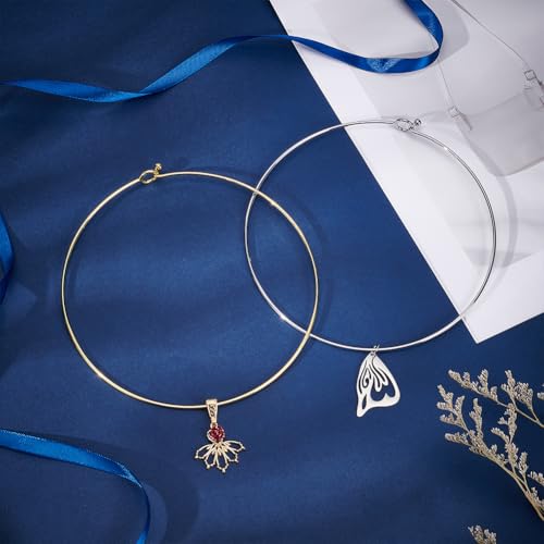 UNICRAFTALE Wire Wrap Collar Necklaces for Women 304 Stainless Steel Choker Necklaces Open Choker Necklace Metal Plain Chocker Collar Necklace for DIY Jewelry Making - color: Mixed Color