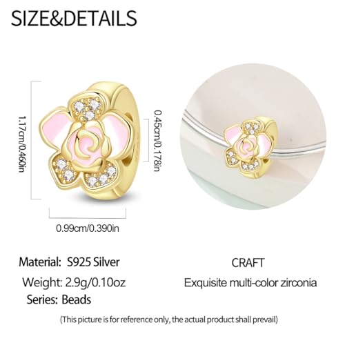 Gold Clip Stopper Charms for Pandora Bracelets Spacers Bead Charms Packs Jewelry Gift for Women - color: Gold Flower-3 Packs