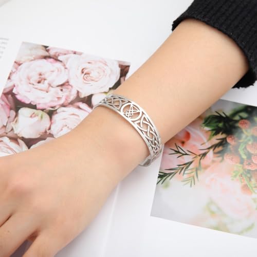 Stainless Steel Cross Adjustable Cuff Bracelet Men Womens Celtic Seal Two X Shape Amulet Jewelry - color: silvery