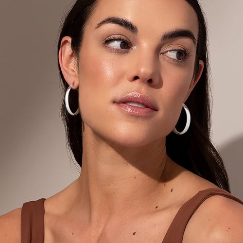 3mm Wide Large Hoop Earrings for Women Hypoallergenic 925 Sterling Silver Post Gold Earrings Lightweight Silver Hoop Earrings Oversize Big Gold Hoops 30/40/50/60MM - color: Silver, size: 30mm