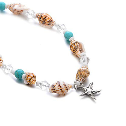 Softones Blue Starfish Turtle Anklet Multilayer Charm Beads Sea Handmade Boho Anklet Foot Jewelry for Women - style: I:Star2
