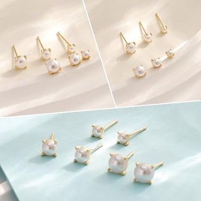 Pearl Earrings for Women:Gold Wedding Dangle Drop Earring Pearl Jewelry | 14K Gold Plated Pearl Drop Earrings for Women,Dainty Wedding Bride Earring Studs,Gold Dangle Drop Earring,Waterproof Jewelry - size: 1 pcs-5