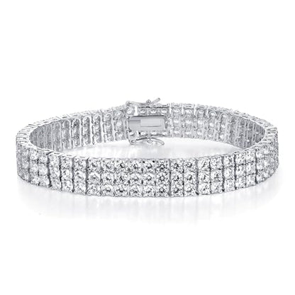 TIKJE 1-3 Row Cubic Zirconias Tennis Bracelet | 3.0mm White Gold Bracelets for Women Jewelry Gift| Size 7-7.5 inches - style: 3 Row, 7 inch