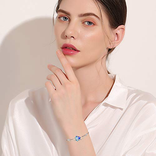 AOBOCO I Love You Jewelry - Sterling Silver Blue Purple Love Heart Bangle Bracelet Embellished with Crystals from Austria, Fine Anniversary Birthday Jewelry Gifts for Women - style: 03 Blue Purple Bracelet