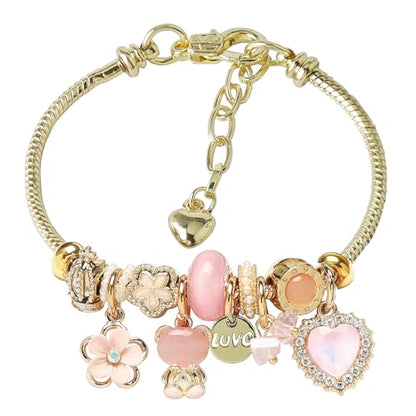 DS Charm Bracelets for teen girls exquisite cute cartoon friendship bracelet Gold Stainless Steel Bangle birthday Gift box Adjustable little girls kids jewelry holiday gifts - style: GOLD-3