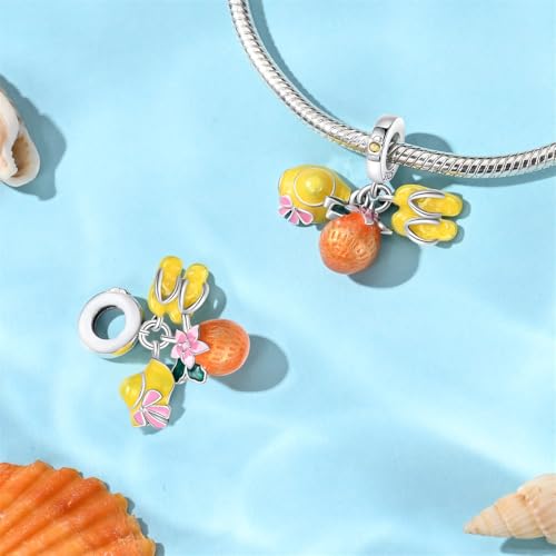 Pandach 925 Sterling Silver Charms for Bracelets and Necklaces Travel Round The World Beads Charms Relaxation Dangle Pendant,Jewelry Beads Gifts for Women - style: Beach Holiday Charms