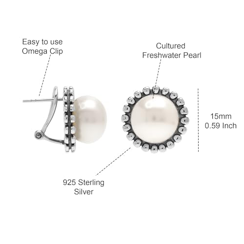 LeCalla 925 Sterling Silver Stud Earrings for Women | Pierced Omega Back Earring | Omega Earrings Jewelry Gift for Her, Wife | Daily Wear & Special Occasion Earring - color: Omega Back 04
