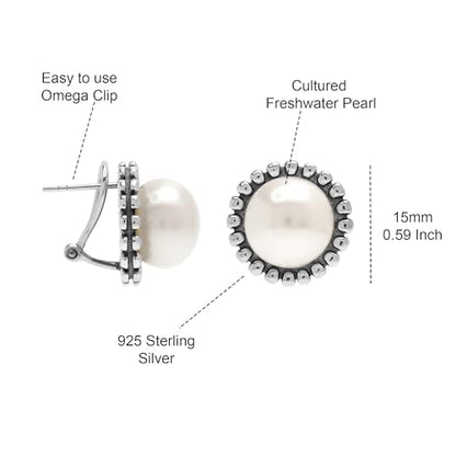 LeCalla 925 Sterling Silver Stud Earrings for Women | Pierced Omega Back Earring | Omega Earrings Jewelry Gift for Her, Wife | Daily Wear & Special Occasion Earring - color: Omega Back 04