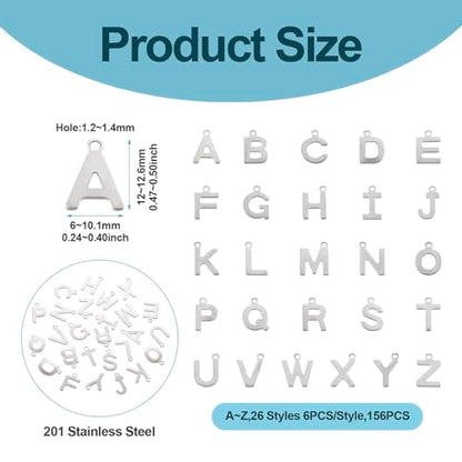 Craftdady Letter Charms Capital Pendants Mixed A-Z Initial Letter Number Charms DIY Bracelet Necklace Pendants for Jewelry Making, Gold, Antique Silver, Platinum - color: Stainless Steel Color